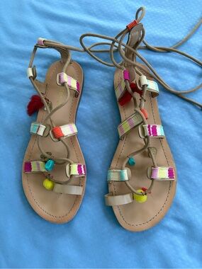 Madden Girl Multicolor Beaded Gladiator Lace-Up Sandals